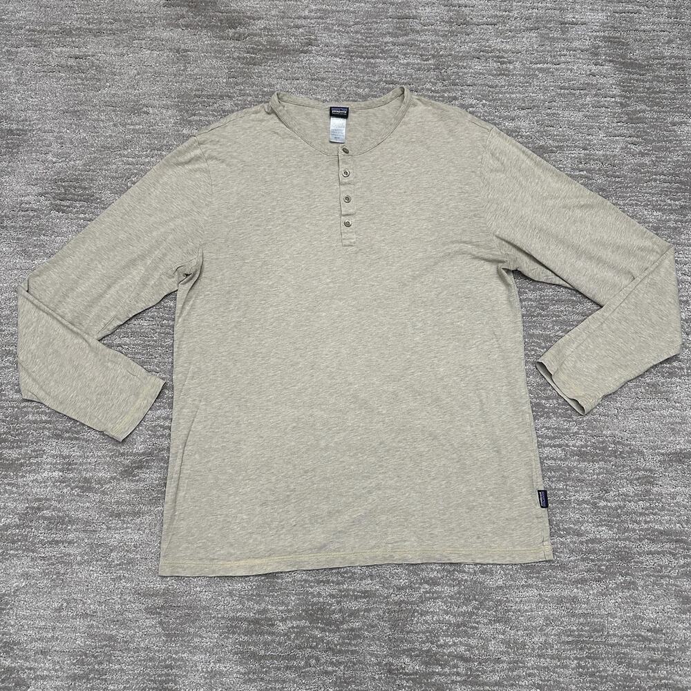 Patagonia Shirt Mens Large Brown Organic Cotton Long Sleeve Henley Top Casual